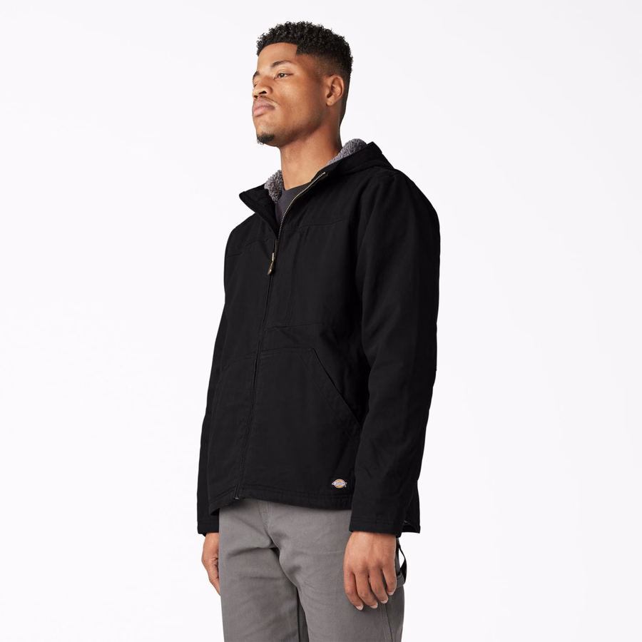 Duck Canvas Fleece-fôret jakke med høy luv