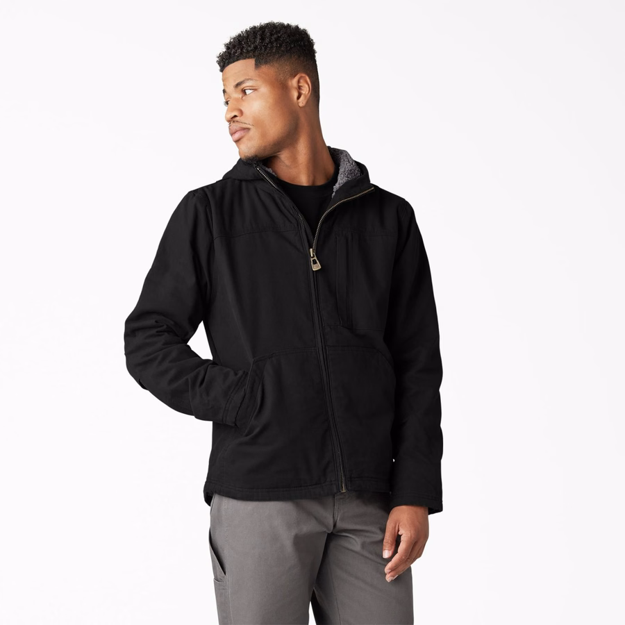 Duck Canvas Fleece-fôret jakke med høy luv