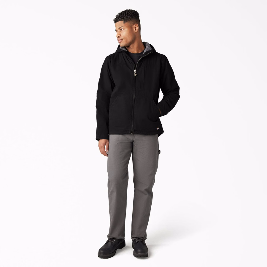 Duck Canvas Fleece-fôret jakke med høy luv