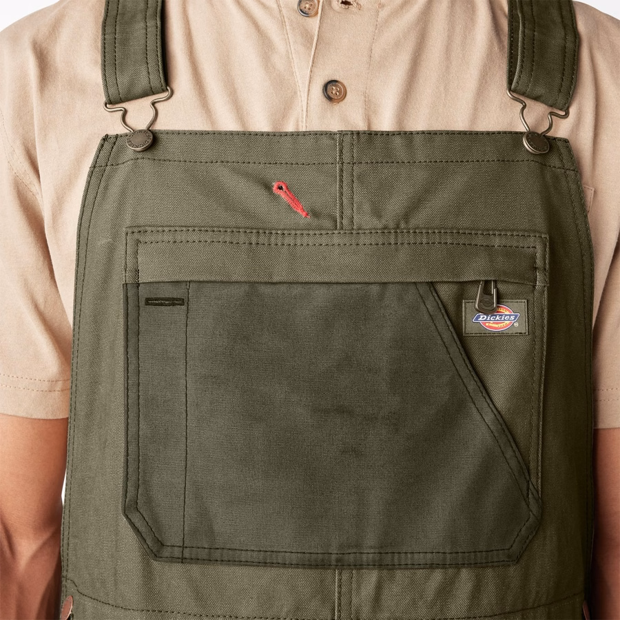 Vokset lerrets dobbel foran bib-overall