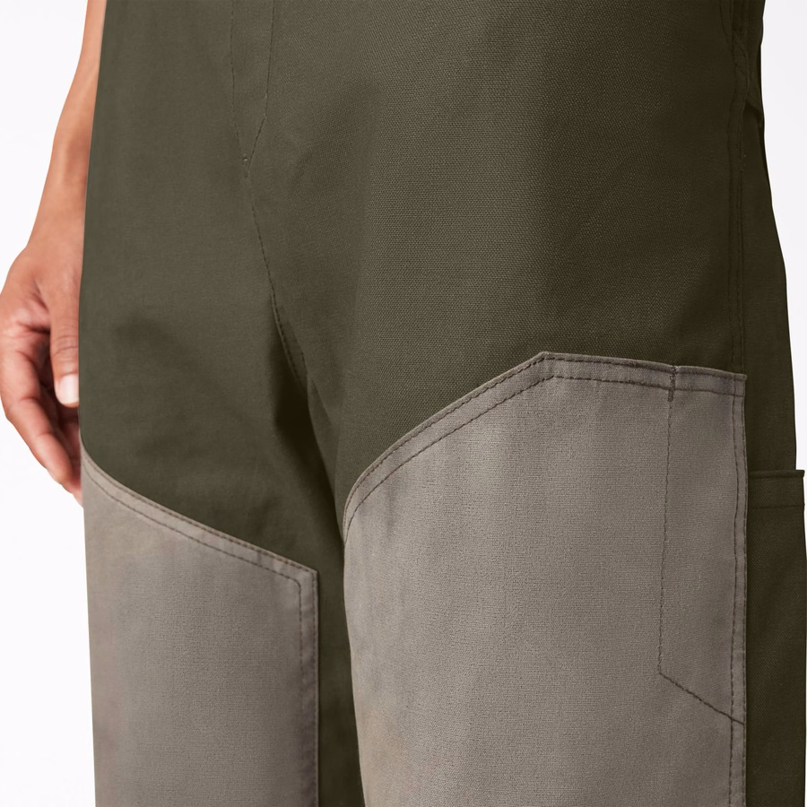 Vokset lerrets dobbel foran bib-overall