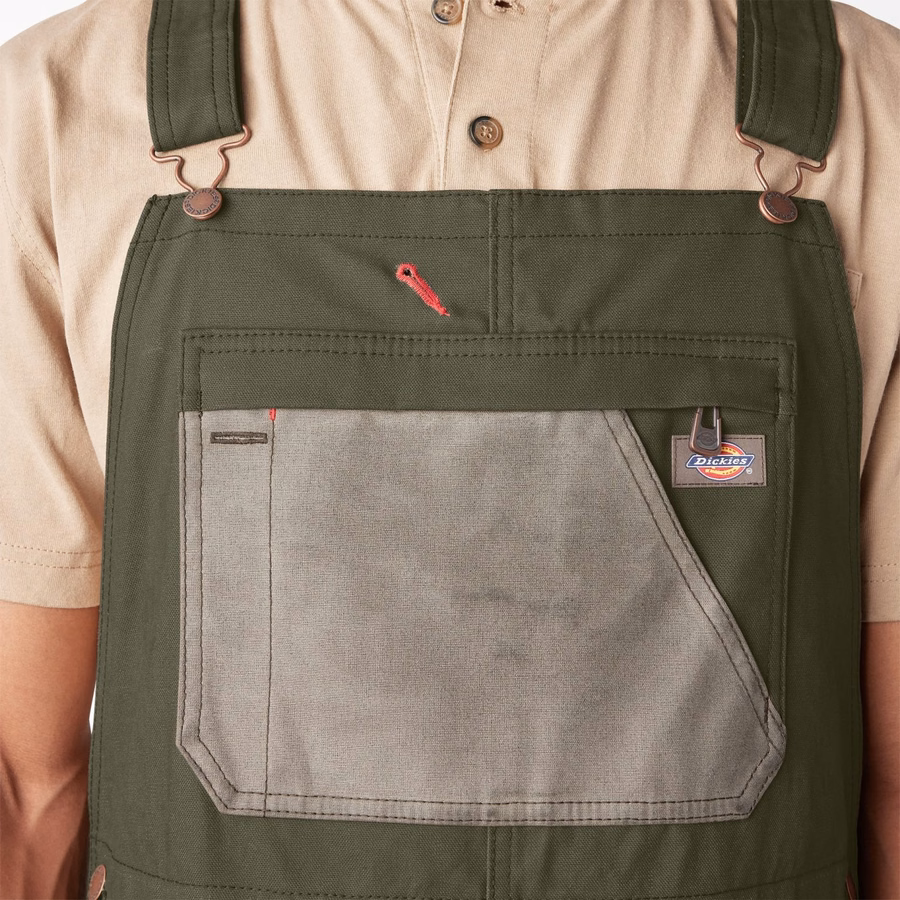 Vokset lerrets dobbel foran bib-overall