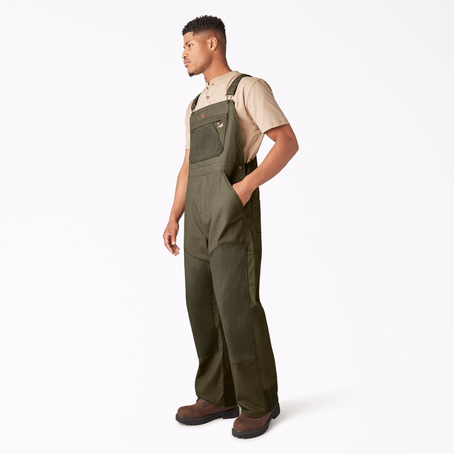 Vokset lerrets dobbel foran bib-overall
