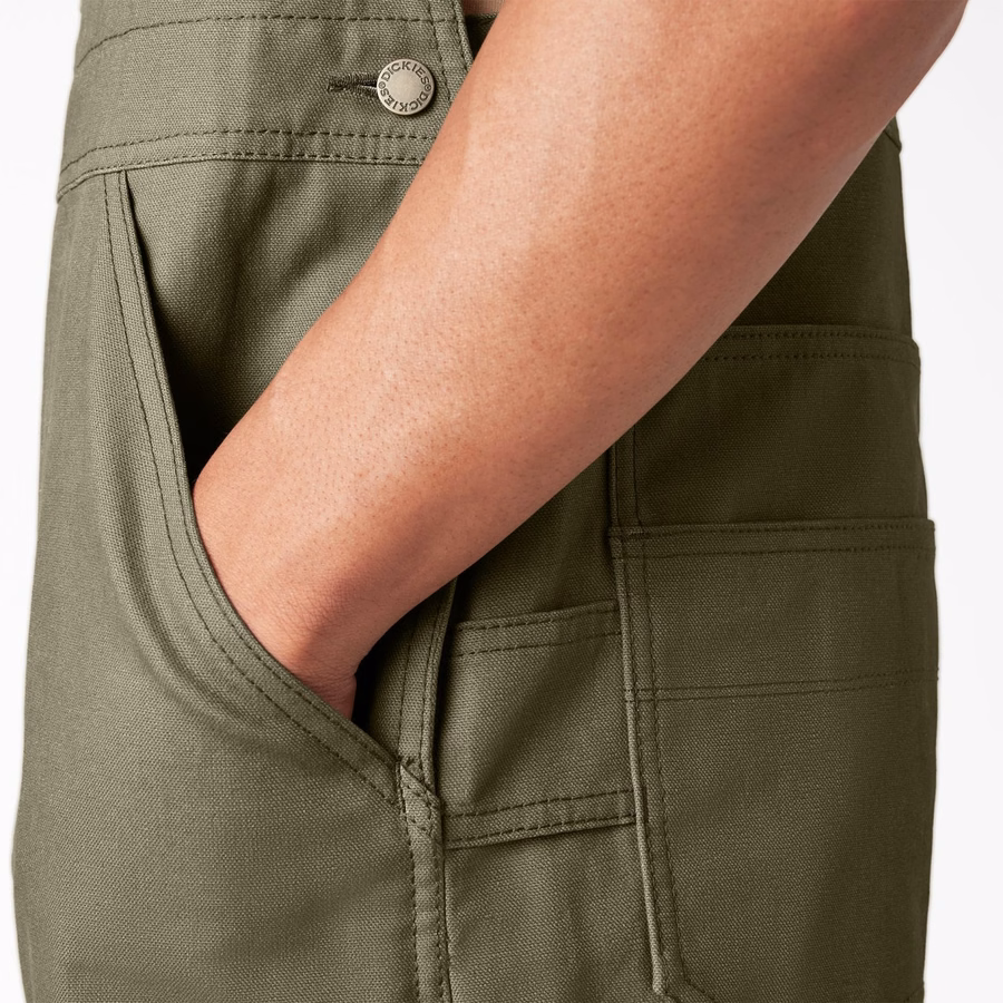 Vokset lerrets dobbel foran bib-overall
