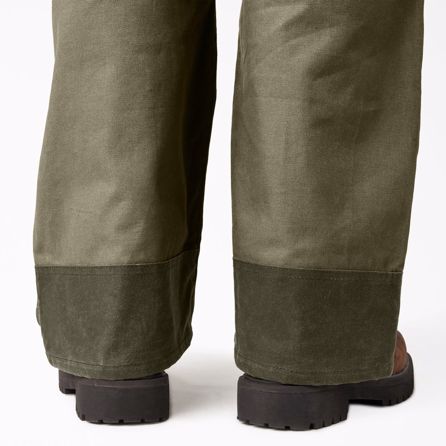 Vokset lerrets dobbel foran bib-overall
