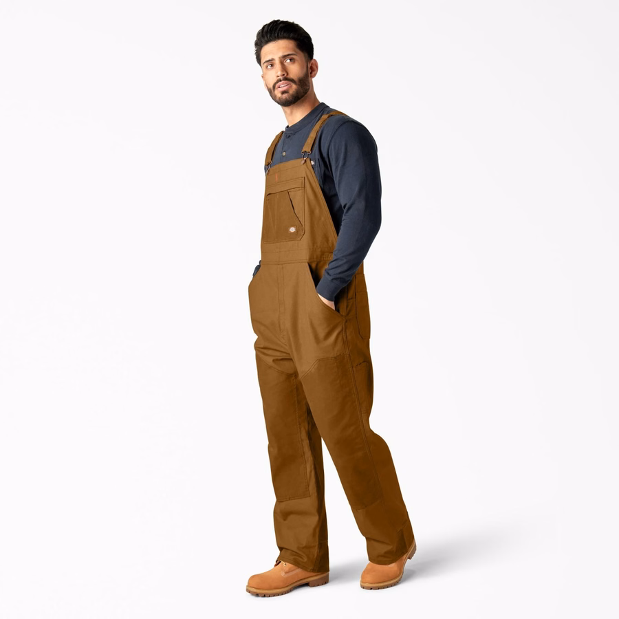 Vokset lerrets dobbel foran bib-overall