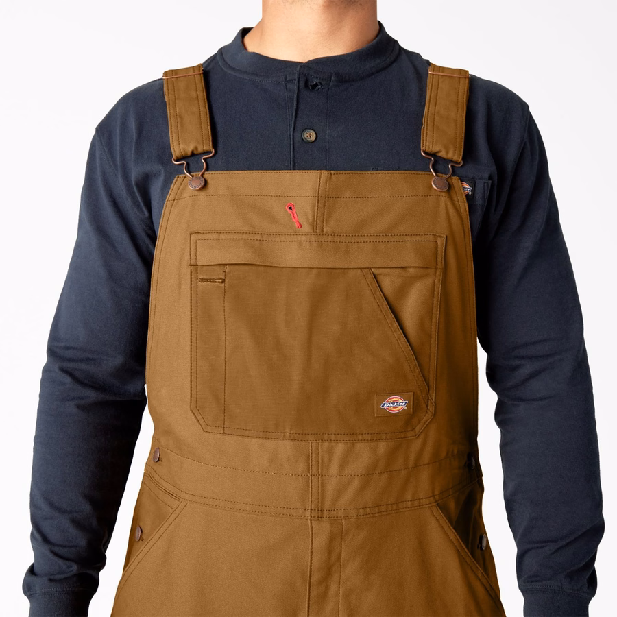 Vokset lerrets dobbel foran bib-overall