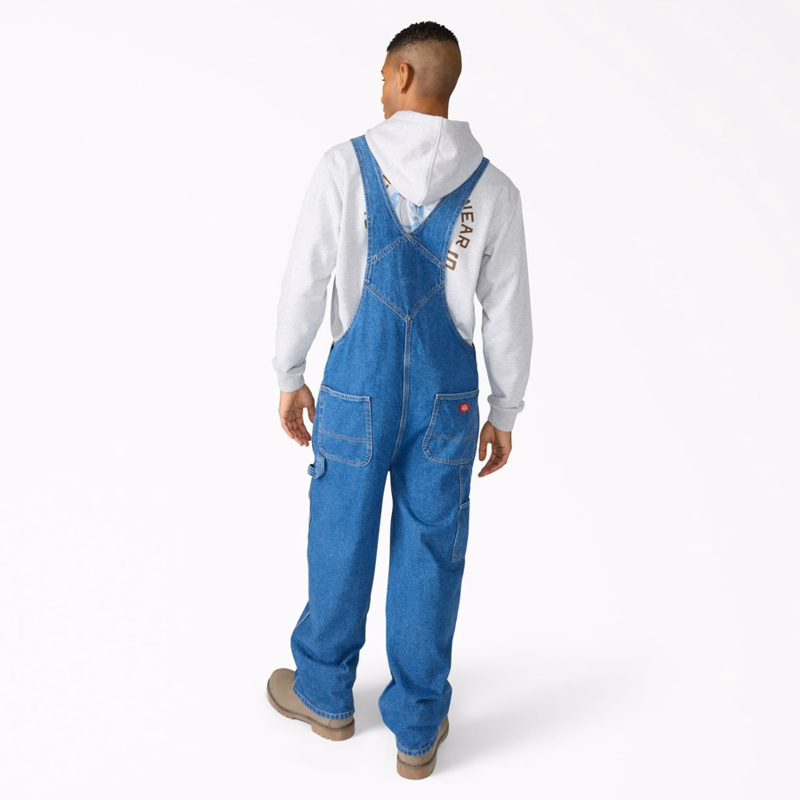 Løse denim-smekkeoveraller
