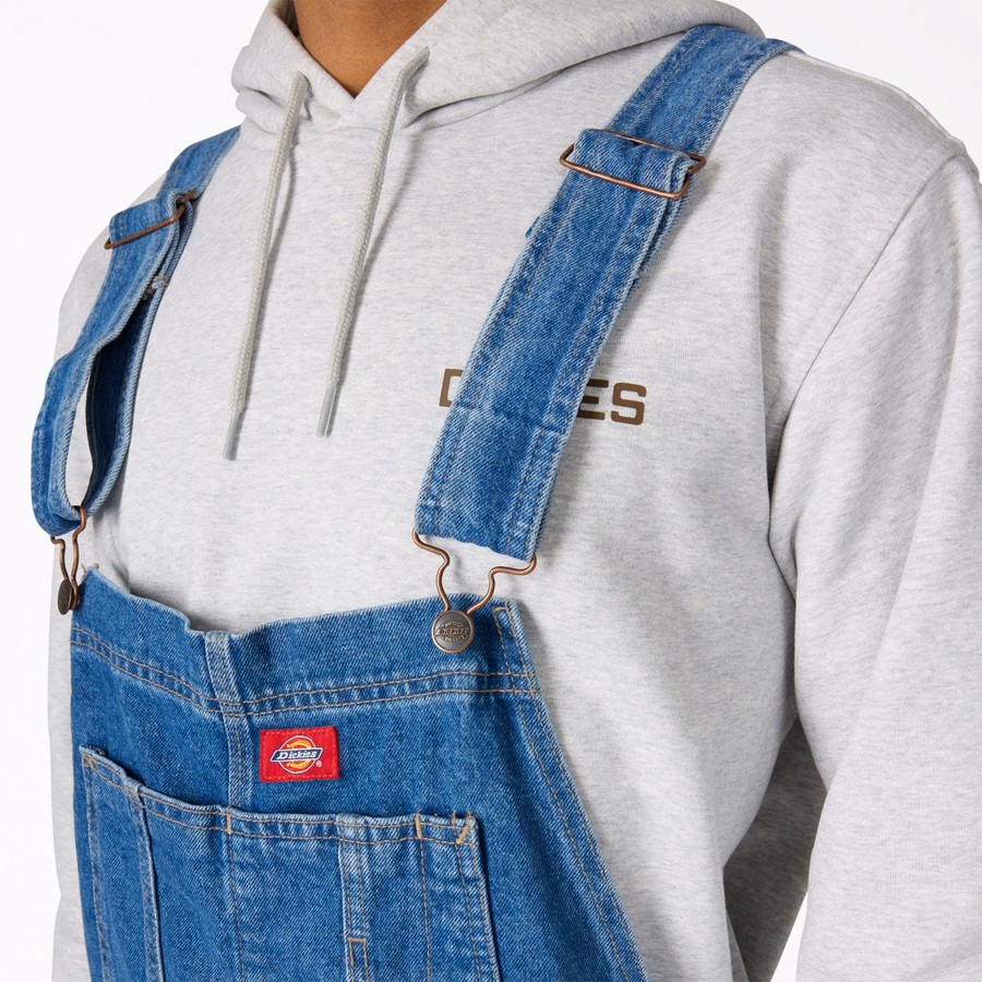 Løse denim-smekkeoveraller