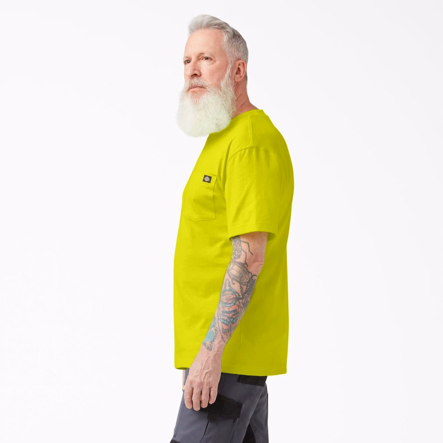 Tung neon-t-skjorte med korte ermer og lommer