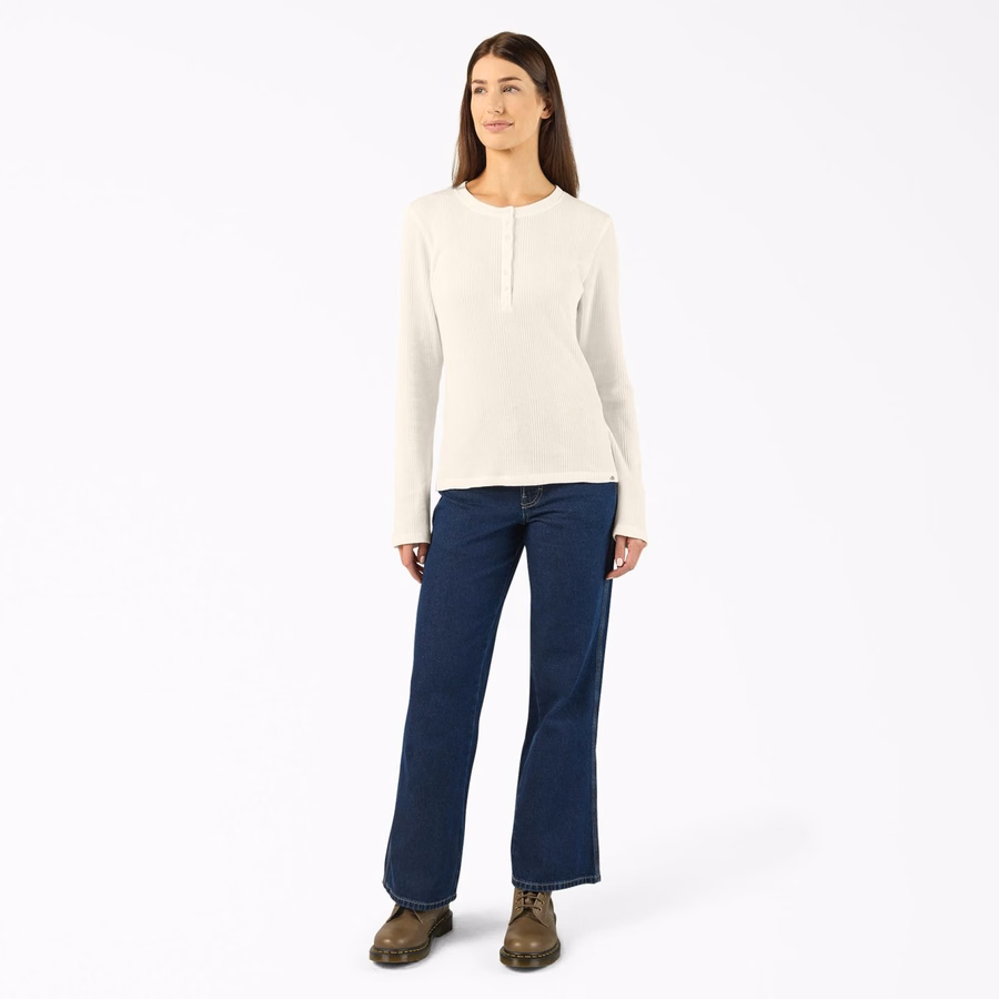 Dame Henley-skjorte med rund hals