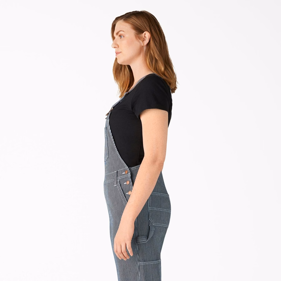 Dame Hickory Stripe Boyfriend Fit Bibe Overalls