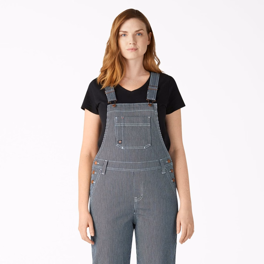 Dame Hickory Stripe Boyfriend Fit Bibe Overalls