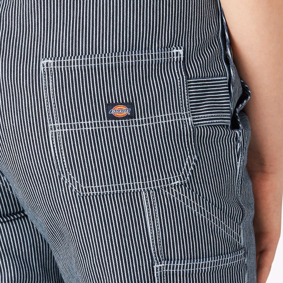 Dame Hickory Stripe Boyfriend Fit Bibe Overalls