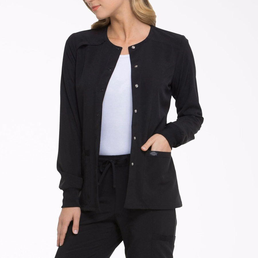 EDS Essentials Scrub-jakke med trykknapper foran for kvinner