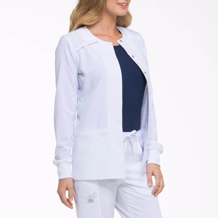 EDS Essentials Scrub-jakke med trykknapper foran for kvinner